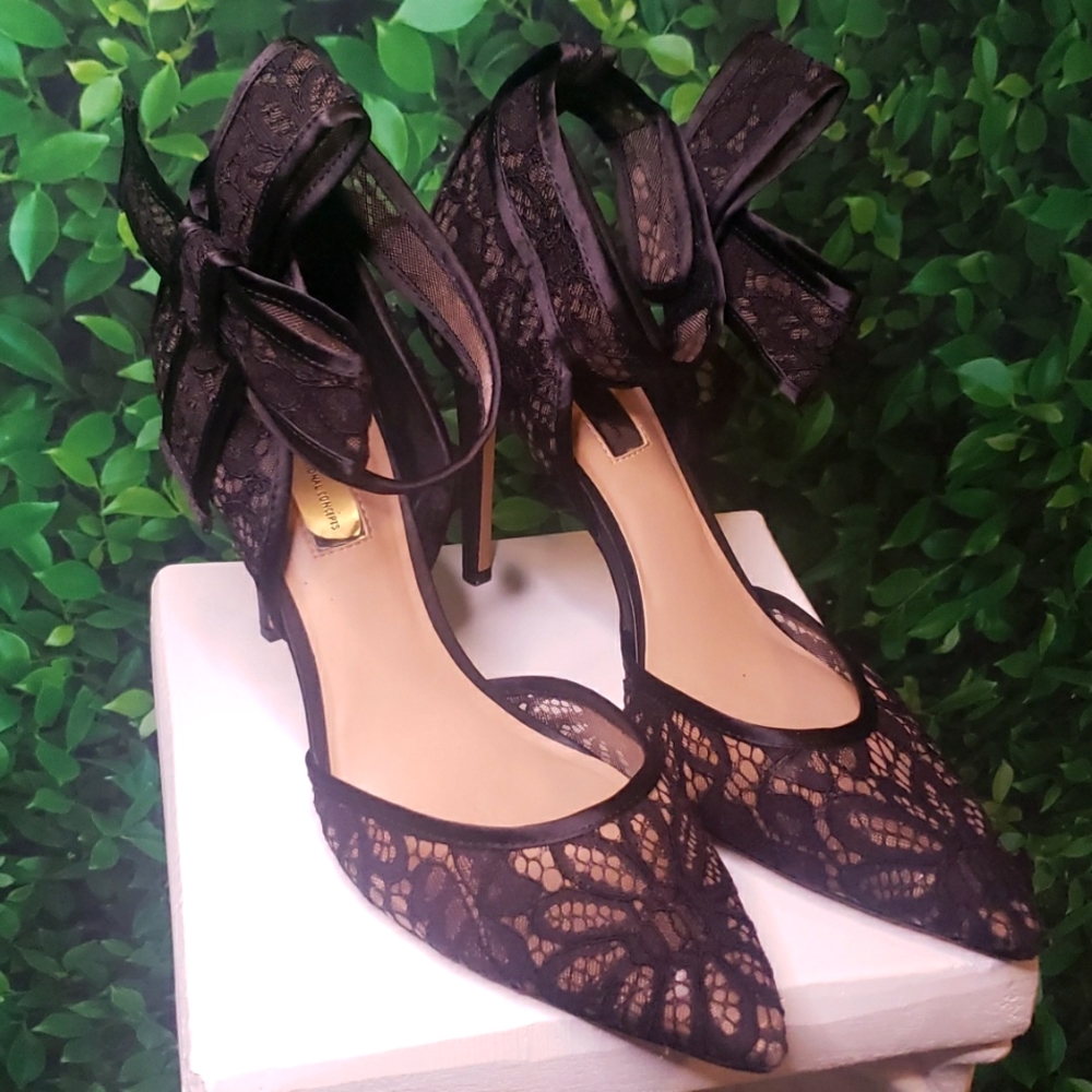 INC Black Lace Pumps, Size 10